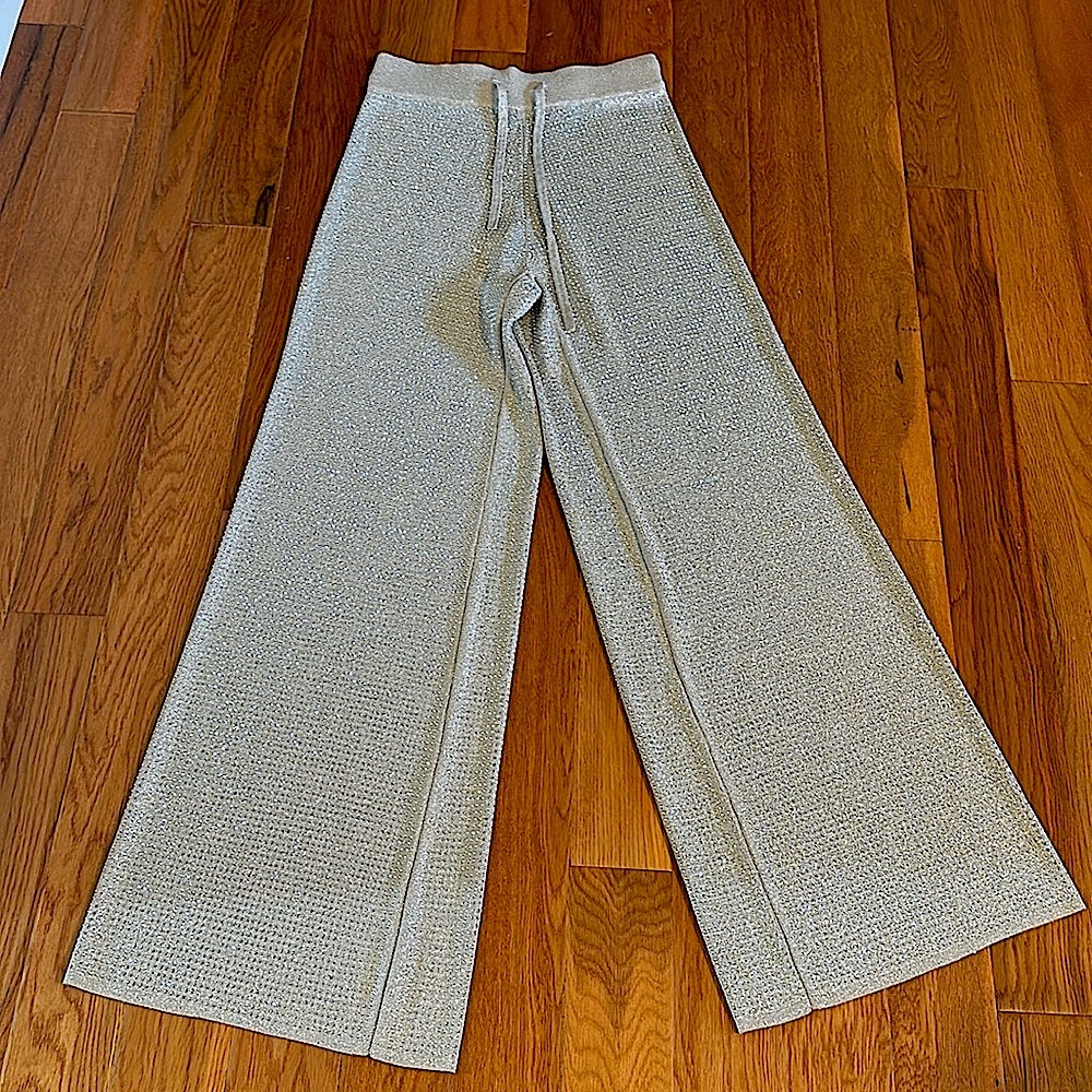 Silver rhinestone flare pants
